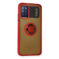 Newface Xiaomi Redmi 9T Kılıf Montreal Yüzüklü Silikon Kapak - Kırmızı