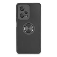 Newface Xiaomi Redmi Note 12 5G Kılıf Montreal Yüzüklü Silikon Kapak - Siyah