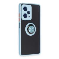 Newface Xiaomi Redmi Note 12 5G Kılıf Montreal Yüzüklü Silikon Kapak - Buz Mavi