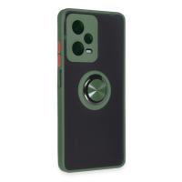 Newface Xiaomi Redmi Note 12 5G Kılıf Montreal Yüzüklü Silikon Kapak - Yeşil