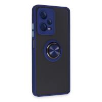 Newface Xiaomi Redmi Note 12 5G Kılıf Montreal Yüzüklü Silikon Kapak - Lacivert