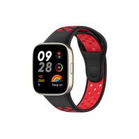 Newface Xiaomi Redmi Watch 3 Spor Delikli Kordon - Siyah-Kırmızı