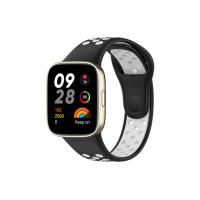 Newface Xiaomi Redmi Watch 3 Spor Delikli Kordon - Siyah-Beyaz