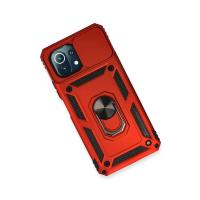 Newface Xiaomi Mİ 11 Lite Kılıf Pars Lens Yüzüklü Silikon - Kırmızı