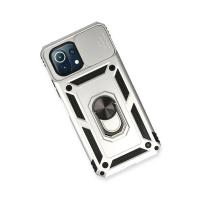 Newface Xiaomi Mİ 11 Lite Kılıf Pars Lens Yüzüklü Silikon - Gümüş