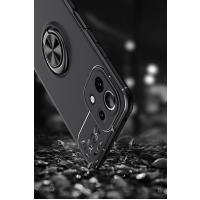 Newface Xiaomi Mİ 11 Lite Kılıf Range Yüzüklü Silikon - Siyah-Kırmızı