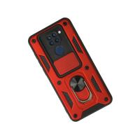 Newface Xiaomi Redmi Note 9 Kılıf Pars Lens Yüzüklü Silikon - Kırmızı