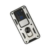 Newface Xiaomi Redmi Note 9 Kılıf Pars Lens Yüzüklü Silikon - Gümüş