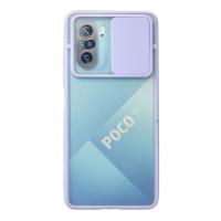 Newface Xiaomi Poco F3 Kılıf Palm Buzlu Kamera Sürgülü Silikon - Lila