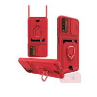 Newface Xiaomi Redmi 9T Kılıf Zuma Kartvizitli Yüzüklü Silikon - Kırmızı