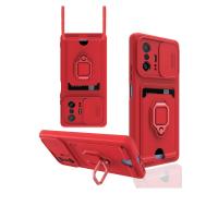 Newface Xiaomi Mi 11T Pro Kılıf Zuma Kartvizitli Yüzüklü Silikon - Kırmızı