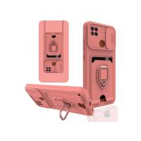 Newface Xiaomi Redmi 9C Kılıf Zuma Kartvizitli Yüzüklü Silikon - Pembe