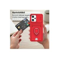 Newface Xiaomi Redmi 12 Kılıf Zuma Kartvizitli Yüzüklü Silikon - Kırmızı