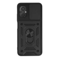 Newface Xiaomi Poco M5 Kılıf Pars Lens Yüzüklü Silikon - Siyah