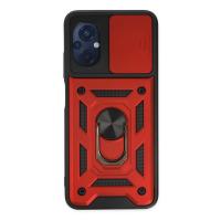 Newface Xiaomi Poco M5 Kılıf Pars Lens Yüzüklü Silikon - Kırmızı