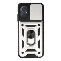 Newface Xiaomi Poco M5 Kılıf Pars Lens Yüzüklü Silikon - Gümüş