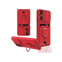 Newface Xiaomi Poco M5 Kılıf Zuma Kartvizitli Yüzüklü Silikon - Kırmızı