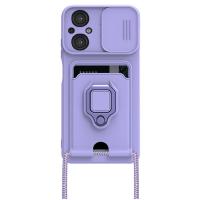 Newface Xiaomi Poco M5 Kılıf Zuma Kartvizitli Yüzüklü Silikon - Lila