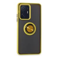Newface Xiaomi Mi 11T Pro Kılıf Montreal Yüzüklü Silikon Kapak - Sarı