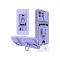 Newface Xiaomi Mİ 11 Lite Kılıf Zuma Kartvizitli Yüzüklü Silikon - Lila