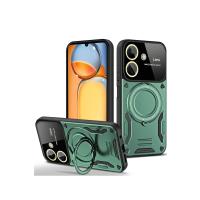 Newface Xiaomi Redmi 13C Kılıf Joy Lens Standlı Kapak - Koyu Yeşil