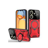 Newface Xiaomi Redmi 13C Kılıf Joy Lens Standlı Kapak - Kırmızı