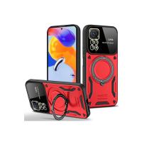 Newface Xiaomi Redmi Note 11 Pro Kılıf Joy Lens Standlı Kapak - Kırmızı