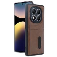 Newface Xiaomi Redmi Note 14 Pro 5G Kılıf Sara Kartvizitli Deri Kılıf - Taba