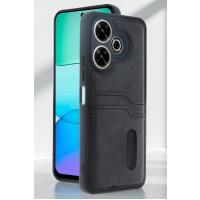 Newface Xiaomi Redmi 13 4G Kılıf Sara Kartvizitli Deri Kılıf - Kırmızı