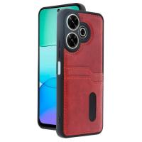 Newface Xiaomi Redmi 13 4G Kılıf Sara Kartvizitli Deri Kılıf - Kırmızı