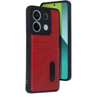 Newface Xiaomi Redmi Note 13 Pro 5G Kılıf Sara Kartvizitli Deri Kılıf - Kırmızı
