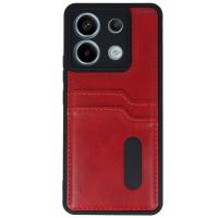 Newface Xiaomi Redmi Note 13 Pro 5G Kılıf Sara Kartvizitli Deri Kılıf - Kırmızı