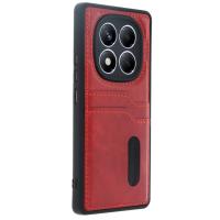 Newface Xiaomi Redmi Note 14 Pro 4G Kılıf Sara Kartvizitli Deri Kılıf - Kırmızı