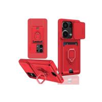 Newface Xiaomi Redmi Note 13 Pro 4G Kılıf Zuma Kartvizitli Yüzüklü Silikon - Kırmızı