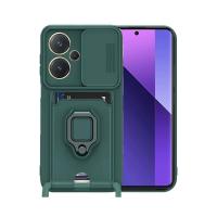 Newface Xiaomi Redmi Note 13 Pro Plus Kılıf Zuma Kartvizitli Yüzüklü Silikon - Yeşil