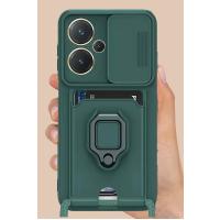 Newface Xiaomi Redmi Note 13 Pro Plus Kılıf Zuma Kartvizitli Yüzüklü Silikon - Yeşil