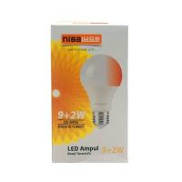 NİSALUCE EAMP-074/BK 9+2W E27 BEYAZ-KIRMIZI LED AMPUL