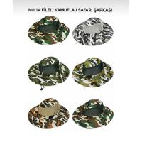 NO-14 KAMUFLAJ FİLELİ SAFARİ ŞAPKA