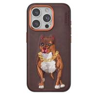 Venco iPhone 15 Pro Perma Desenli Kapak - Kahverengi