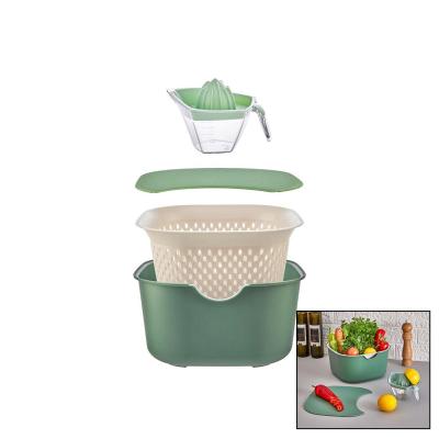 YEŞİL 5PCS MUTFAK SETİ PLS.KARIŞTIRMA KAP=4LT - SÜZGEÇ=3.5LT - KESİM PANO - SIKACAK=0.25LT