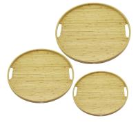 YUVARLAK - 3 BOY BAMBU AHŞAP TEPSİ SETİ 30--35--38CM