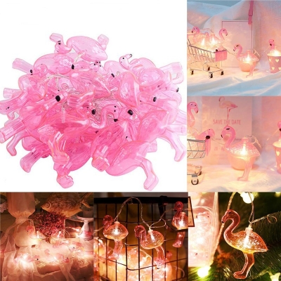 10'lu Pilli Led Flamingo Dekoratif Işık Zinciri Aydınlatma 1,5 Mt