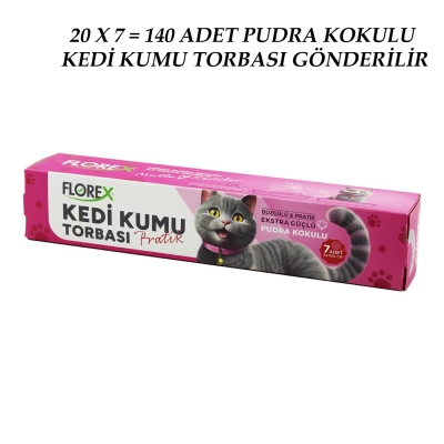140 ADET KEDİ - EVCİL HAYVAN  KUMU TORBASI PRATİK PUDRA KOKULU  BÜZGÜLÜ - EXTRA GÜÇLÜ 82X50CM