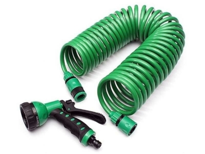 15 Metre Spiral Hortum + 4 Fonksiyonlu Özel Sulama Tabancası