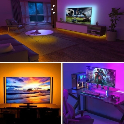 2 Metre Kumandalı USB LED Şerit Işık ? Renk Ayarlı Dekoratif Ortam ve Ambiyans Aydınlatması