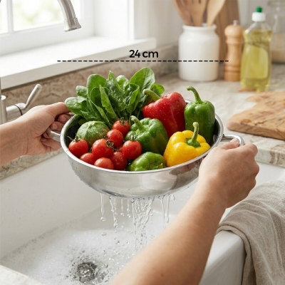 24CM BASIK SÜZEK METAL SÜZGEÇ KULPLU