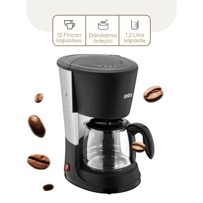 2İN1 FİLTRE KAHVE - ÇAY DEMLEME MAKİNESİ 1.2LT CAM HAZNE - SU SEVİYE GÖSTERGE  SCM-2938