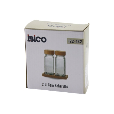 2PCS BAMBU KAPAKLI CAM TUZLUK - BİBERLİK - BAHARATLIK 120ML