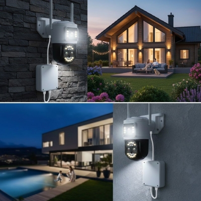 3 Kameralı Kablolu Akıllı Güvenlik Kamerası – 360° PTZ Hareketli, Çift Antenli, WiFi IP, Gece Görüşlü Dış Mekan Kamera