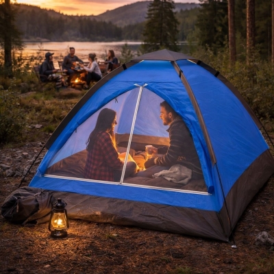 3 Kişilik Manuel Kamp Çadırı – Düz Kapılı Outdoor Aile, Doğa, Piknik ve Kamp Çadırı 200x150x110 cm